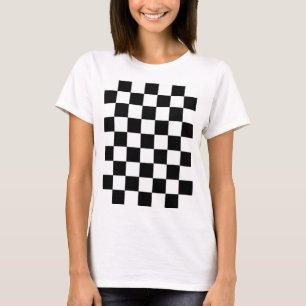 Camiseta Quadrados xadrez Preto e Branco geométrico retrô