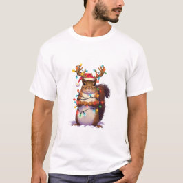 Camiseta Quadrícula de Natal Luz de Natal Bela Animal de Na
