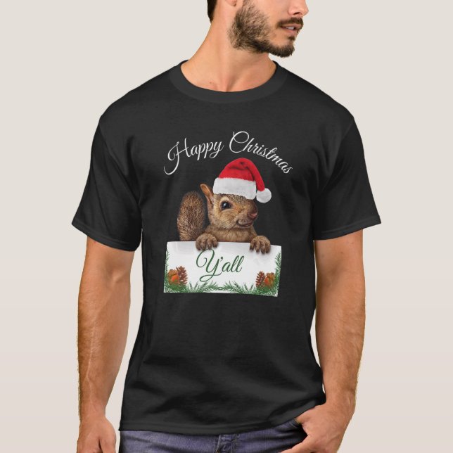 Camiseta Quadrinho Bonito Feliz Natal Santa Hat (Frente)