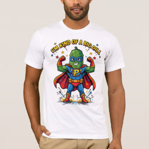 Camiseta Quadrinho de Super-Herói do Pepino Engraçado