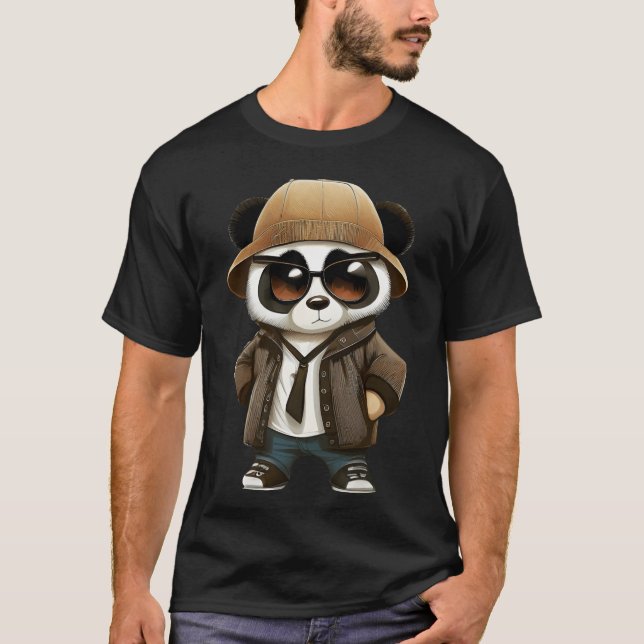 Camiseta Quadrinho fofo de gângster Panda com amigos (Frente)