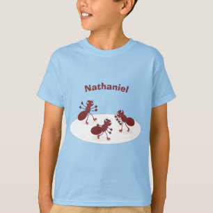 Camiseta Quadrinhos de gelo de formigas vermelhas felizes