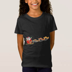 Camiseta Quadrinhos do Papai Noel Puxando Sleigh Natal Gif