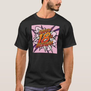 Camiseta Quadrinhos FELIZ ANIVERSÁRIO DE 18 ANOS! rosa