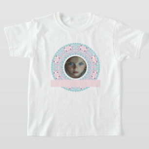 Camiseta Quadro Bonito de Pastel Rosa e Azul de Mandala
