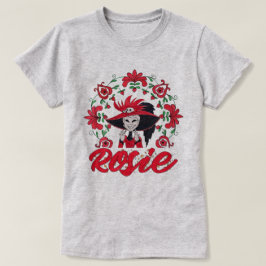 Camiseta Quadro da Rosie do Hazbin Hotel com Flores Vermelh