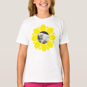 Camiseta Quadro de Flor Amarelo Brilhante para Pet Photo