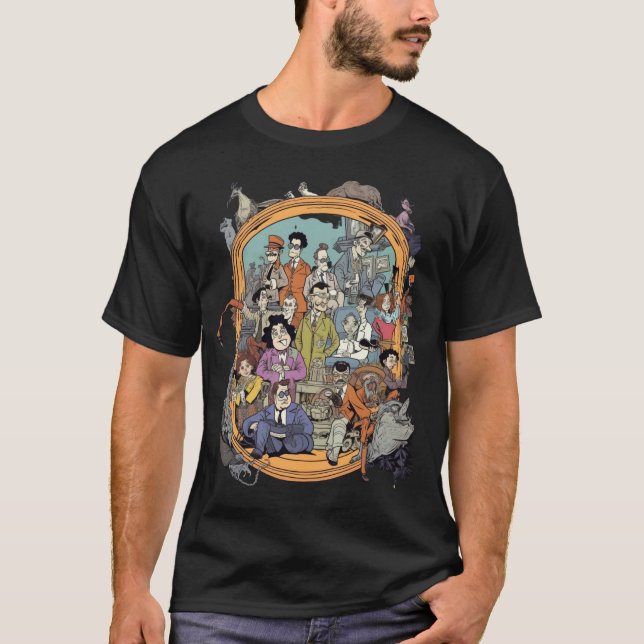Camiseta Quadro de Imagens do Estilo Tim Burton com Blake (Frente)