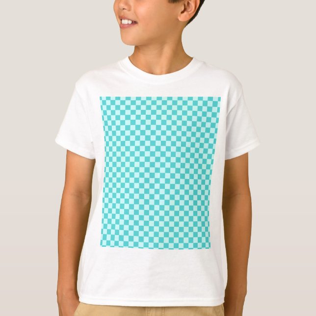 Camiseta Quadro de Verificação Clássico de Combinação Azul  (Frente)