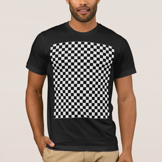 Camiseta Quadro De Verificação Clássico Preto E Branco (Frente)