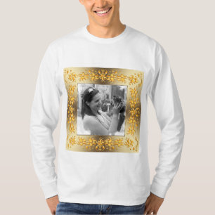 Camiseta quadro do ouro retrô floral.Sua foto.