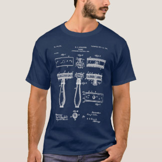 Camiseta Quadro Preto de Barber de Barber Patente Razor