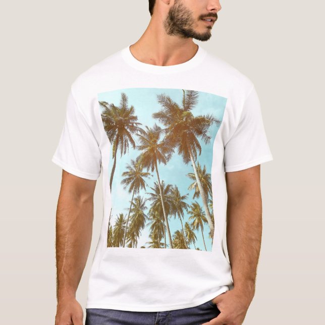 Camiseta Quadro Tropical: Abstrato Palm Trees (Frente)