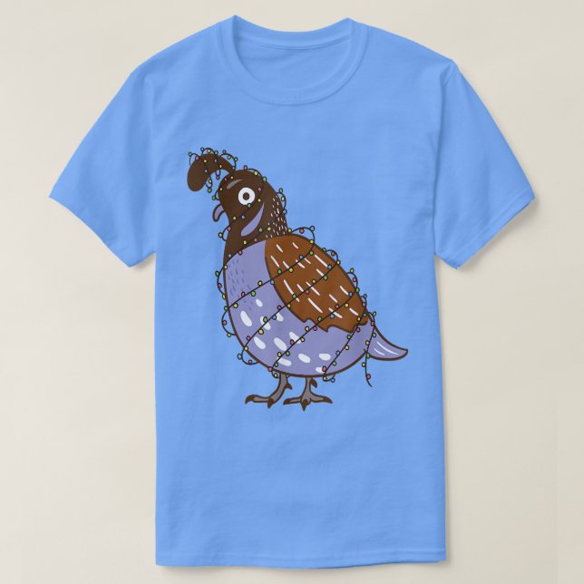 Camiseta Quail Bird Com Luzes De Natal Figurume Quail Lov (Frente do Design)
