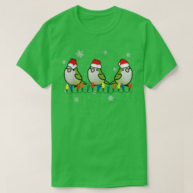 Camiseta Quaker Parrot Pássaro Natal Luzes Engraçadas Pet X (Frente do Design)