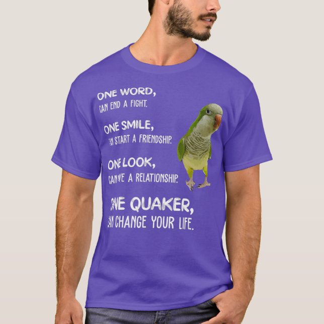 Camiseta Quaker Verde Um Quaker - Pássaro de Papagaio Muda (Frente)