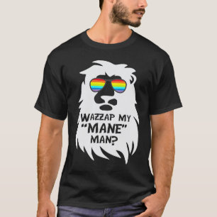 Camiseta Qual é, meu mano leão Animal Gato Arco-íris Piad