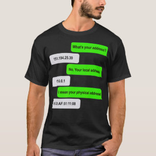 Camiseta Qual é o seu endereço Engraçado Nerd de computa