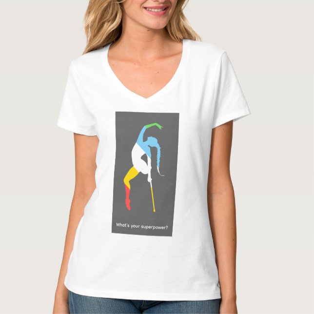 Camiseta Qual é o seu superpoder? Mês do Orgulho da Deficiê (Frente)