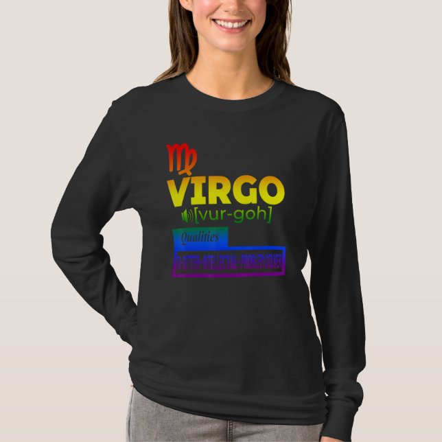 Camiseta Qualidades Coloridas do Virgo Zodiac (Frente)