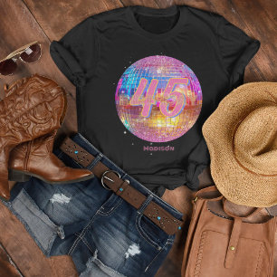 Camiseta Qualquer Idade Aniversário Retro Rosa Quente Bola 