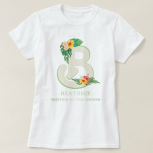 Camiseta Qualquer letra Monograma Flores Tropicais Folhas d