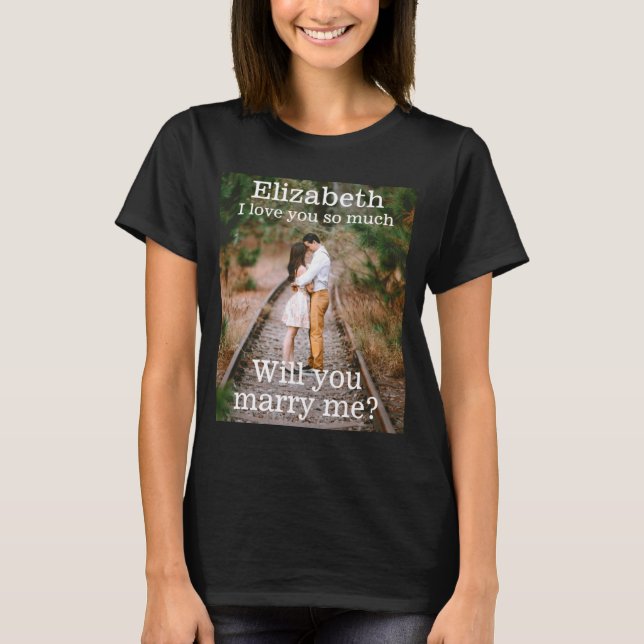 Camiseta Qualquer Texto Proposta de Casamento Foto Case-se  (Frente)