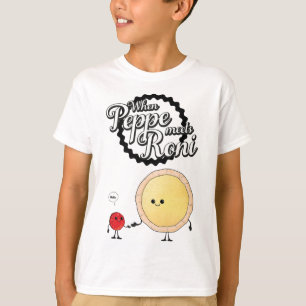 Camiseta Quando a Peppe encontra Roni - Pepperoni Engraçado
