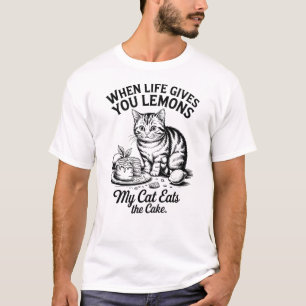 Camiseta Quando a Vida Lhe Dá Limões Meu Gato Come o Bolo