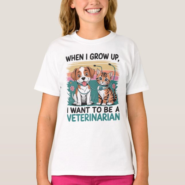 Camiseta Quando crescer, quero ser uma T-Shirt Veterinária (Frente)