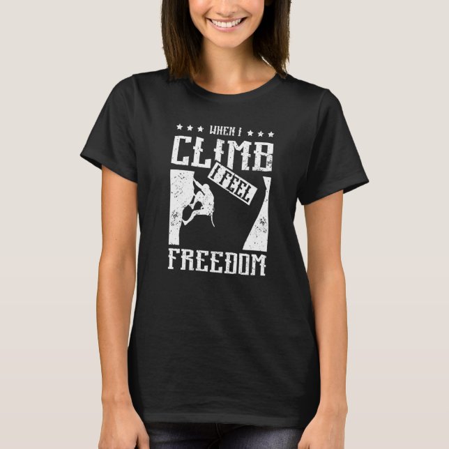 Camiseta Quando eu pratico escalada em rocha eu sinto liber (Frente)