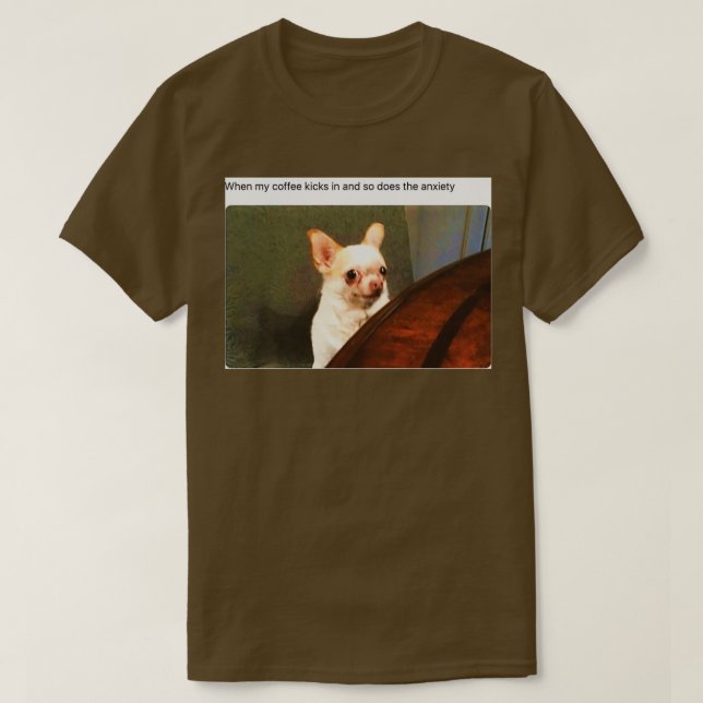 Camiseta quando o café entra e a ansiedade 2 (Frente do Design)