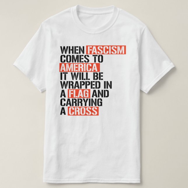 CAMISETA QUANDO O FASCISMO VEM PARA A AMÉRICA (Frente do Design)