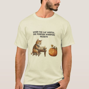 Camiseta quando o gato escreve, a abóbora sussurra segredos