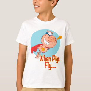 Camiseta quando os porcos voam o desenho animado de porco s