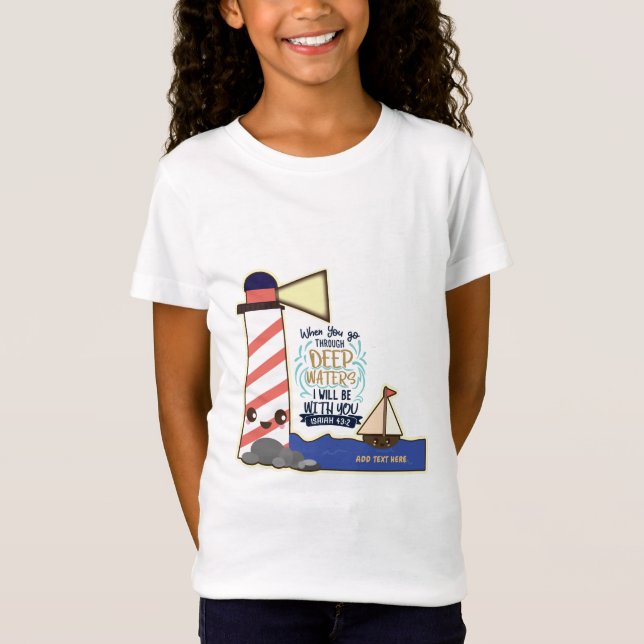 Camiseta Quando Você For Thro. Isaiah, águas profundas, per (Frente)