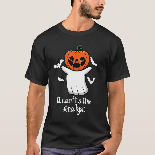 Camiseta Quant Halloween do Analítico Quantitativo da Abóbo (Frente)