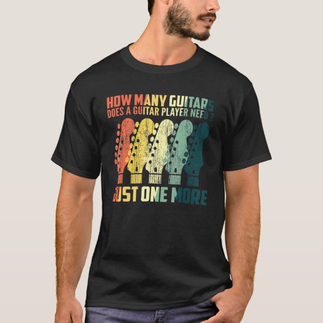Camiseta Quantas Guitarras Para Homens Jogadores De Violão  (Frente)