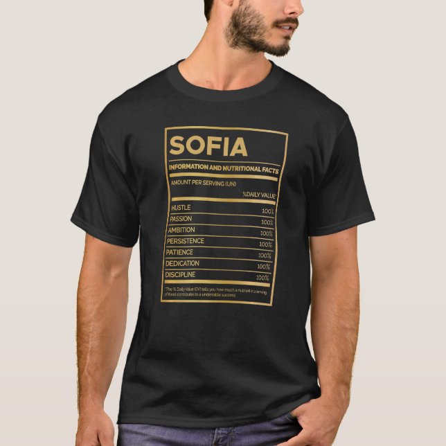 Camiseta Quantia De Informações Nutricionais De Sofia Por S (Frente)