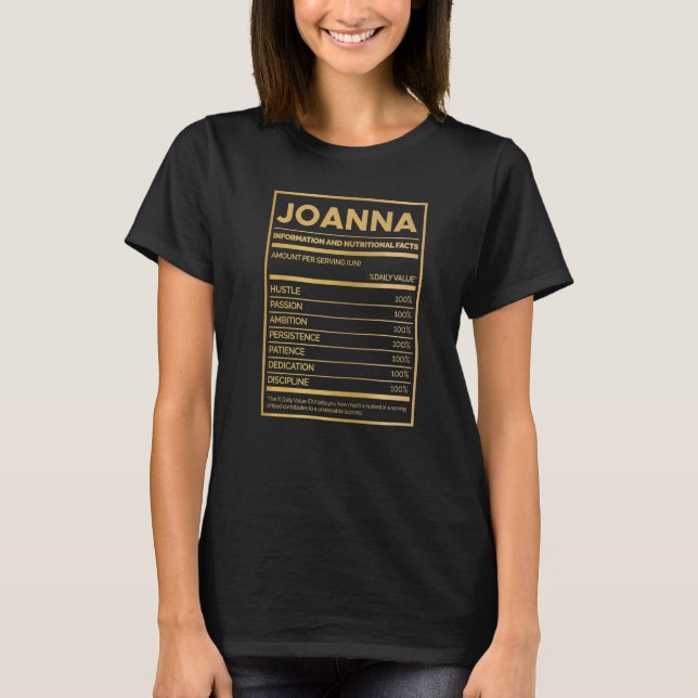 Camiseta Quantidade de Informações Nutricionais da Joanna p (Frente)