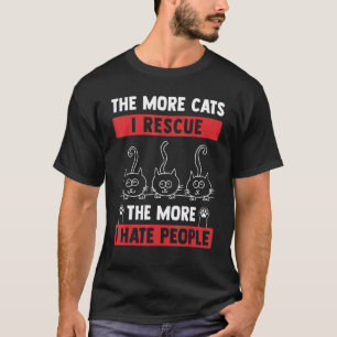 Camiseta Quanto Mais Gatos Eu Resgate Mais Odeio Pessoas