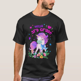 Camiseta Quarantine Unicorn Hello 3Rd Grade Funny Quarantin