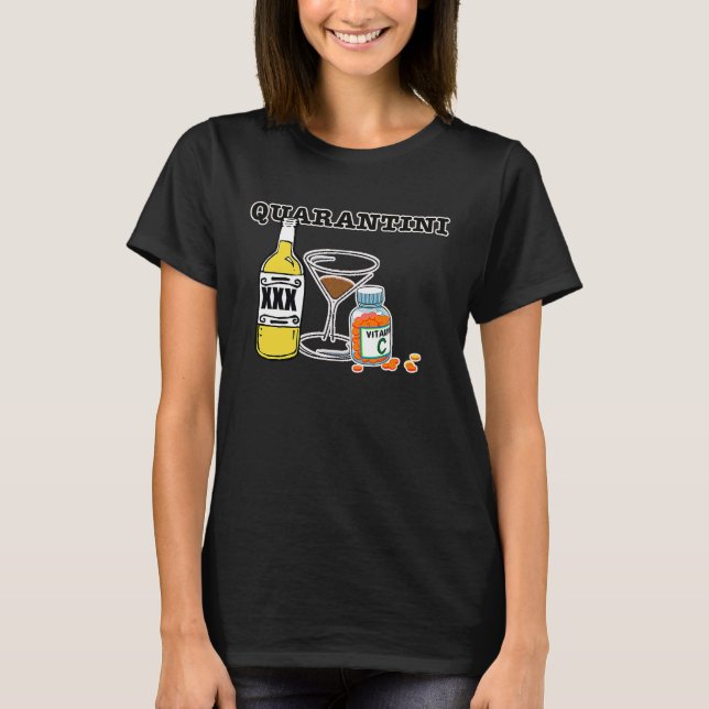 Camiseta Quarantini Martini Cocktail para Self Quarantine (Frente)