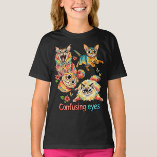 Camiseta Quarteto Curioso de Gatos, PNG Fofo de Gato Divert