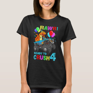 Camiseta Quarto Aniversário Caminhão Monstro do Dinossauro