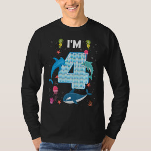 Camiseta Quarto aniversário do Oceano oceânico animal com 4