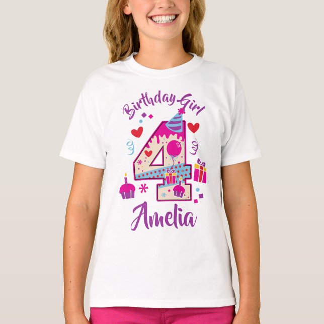Camiseta Quarto aniversário doce 4º (Frente)
