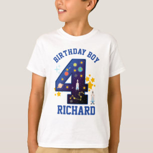 Camiseta Quarto Aniversário - Espaço 4 Galáxia Planeta