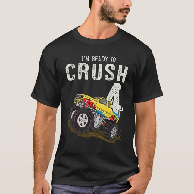 Camiseta Quarto Aniversário Meninos Estou Pronto Para Esmag (Frente)