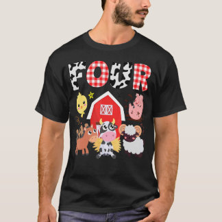 Camiseta Quarto Aniversário, Tema de Fazenda de Quatro Anos